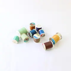 Mixed Brand Lot of 10 Sewing Thread Spools Earth Tones Blues