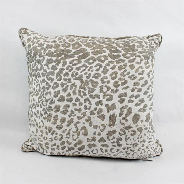 Martha Stewart Sunbrella Beige/Cream Leopard Printed Throw Square Pillow 20"x20"