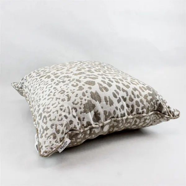 Martha Stewart Sunbrella Beige/Cream Leopard Printed Throw Square Pillow 20"x20"