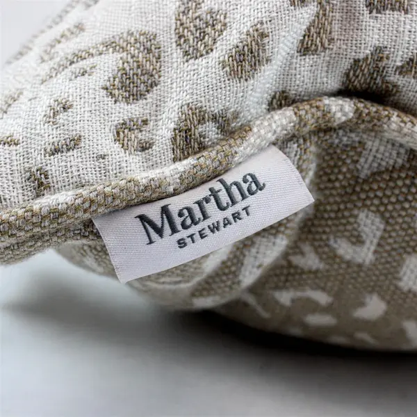 Martha Stewart Sunbrella Beige/Cream Leopard Printed Throw Square Pillow 20"x20"