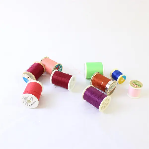 Lot of 9 Assorted Color Used Sewing Thread Spools