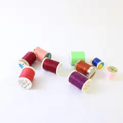 Lot of 9 Assorted Color Used Sewing Thread Spools