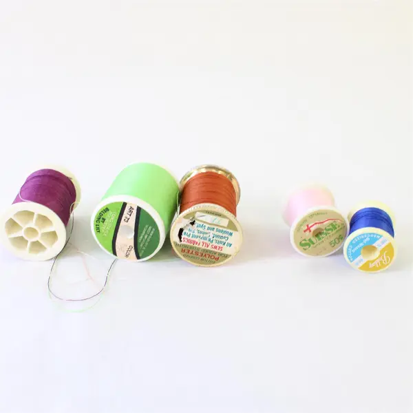 Lot of 9 Assorted Color Used Sewing Thread Spools