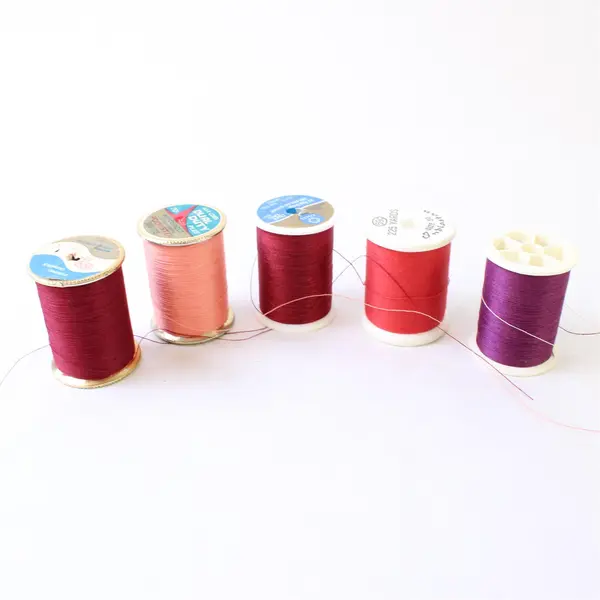 Lot of 9 Assorted Color Used Sewing Thread Spools