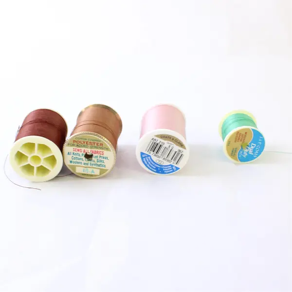 Mixed Brand Lot of 8 Sewing Thread Spools Green Brown Rose Orange Burgundy