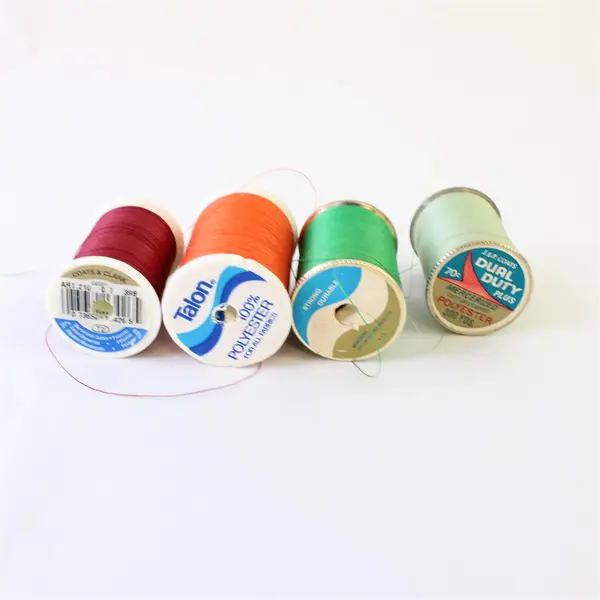 Mixed Brand Lot of 8 Sewing Thread Spools Green Brown Rose Orange Burgundy