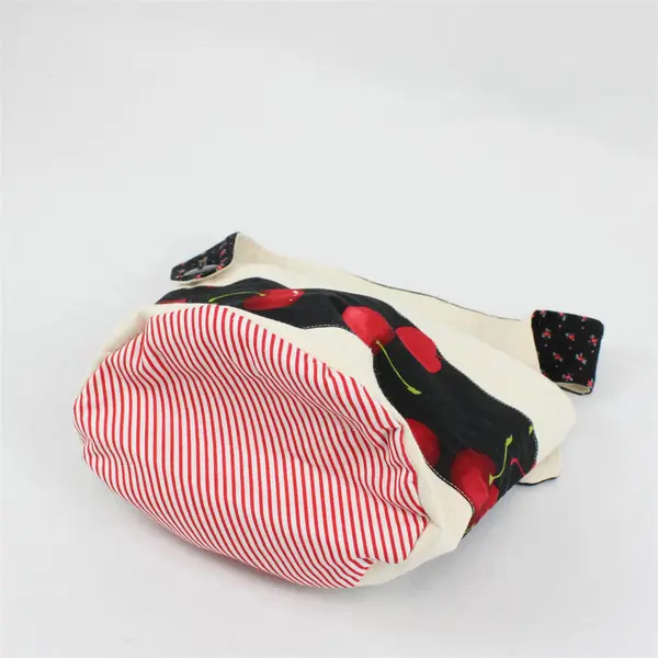Small Canvas Tote Bag – Cherry Print - Fully Lined with Drawstring Closure