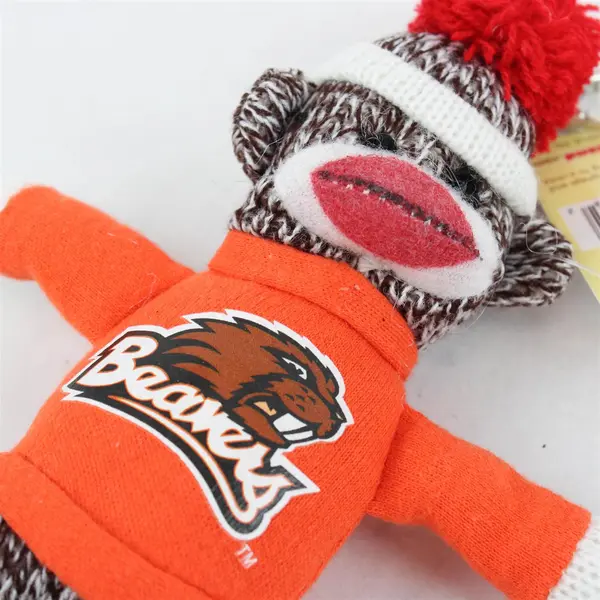 NWT Plushland Oregon Beavers Orange Sock Monkey Plush Keychain Clip