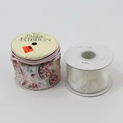 Lot of 2 Ribbon Spools WFR Pink Floral & Snowflake 2in x 10yd