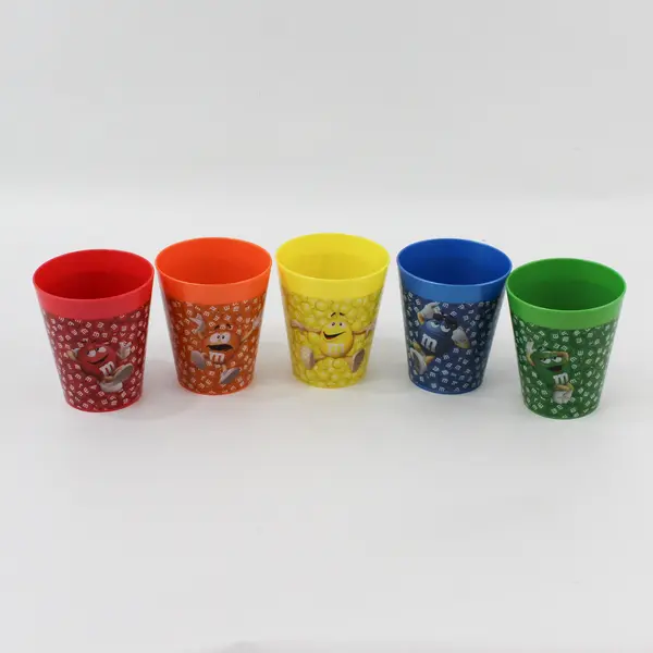 Lot of 5 Plastic M&Ms Kid's Cups, 280 mls., assorted Colors 