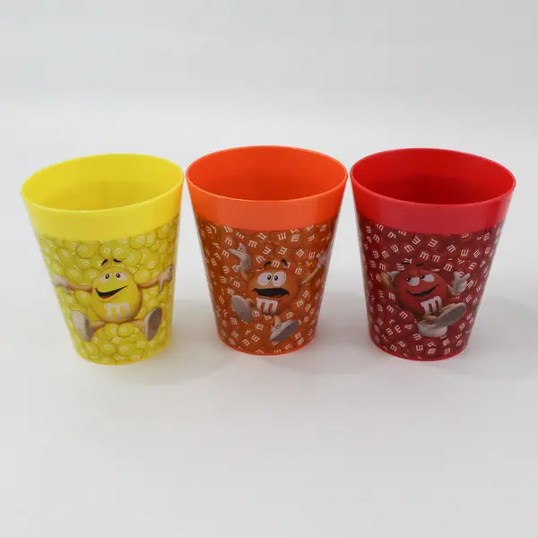 Lot of 5 Plastic M&Ms Kid's Cups, 280 mls., assorted Colors 