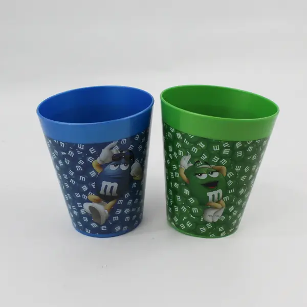 Lot of 5 Plastic M&Ms Kid's Cups, 280 mls., assorted Colors 