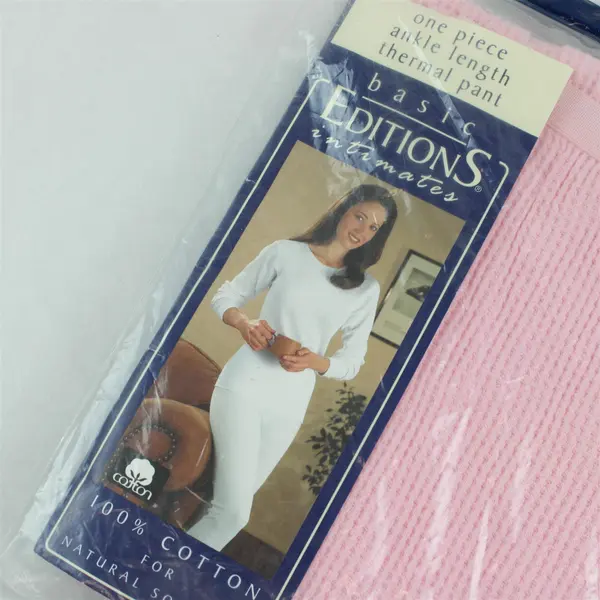 NWT Vtg Kmart Basic Editions Wmns S Pink 100% Cotton Ankle Length Thermal Pant
