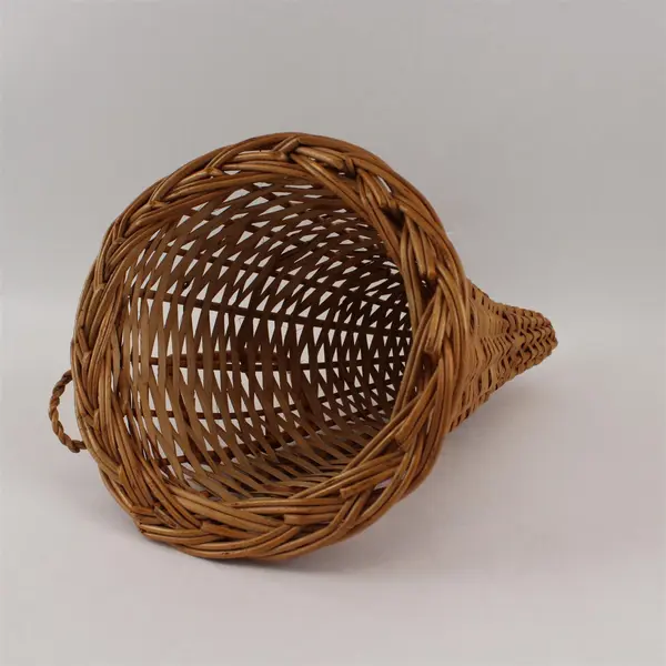 Woven Wicker Cornucopia Horn of Plenty Autumn Centerpiece Decor 11"