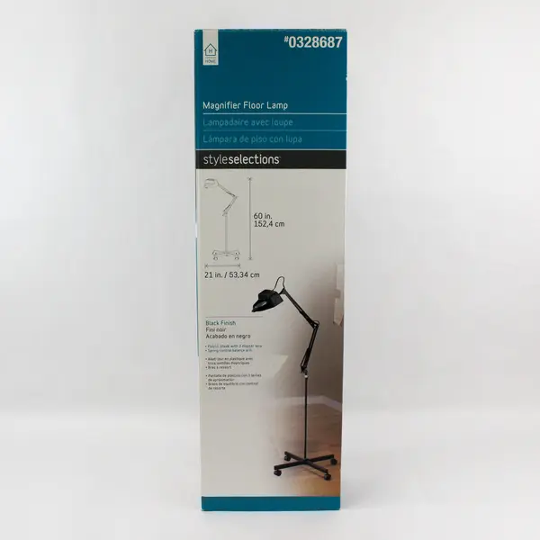 StyleSelections Magnifier Floor Lamp Wheels Black 0328687