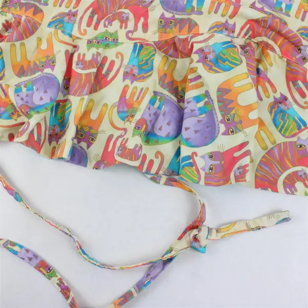 Handmade Multicolor Cat Fabric Bib Apron - Double Sided & Adjustable