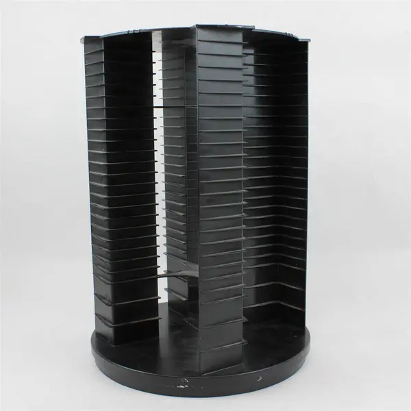 Vtg Fellowes Rotating CD Tower Carousel Black Plastic Holds 112 CDs