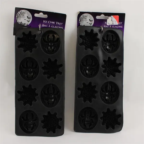 Lot of 2 Spooky Halloween Spider and Web Ice Cube Trays NWT