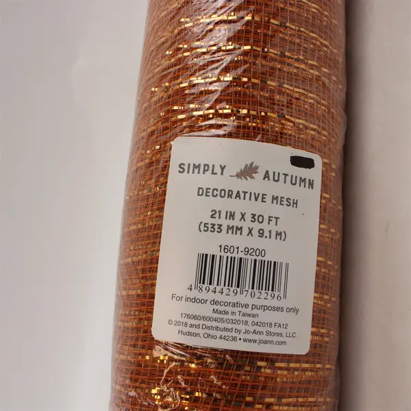 Simply Autumn Sparkly Orange Decorative Mesh 21 in x 30 ft NEW