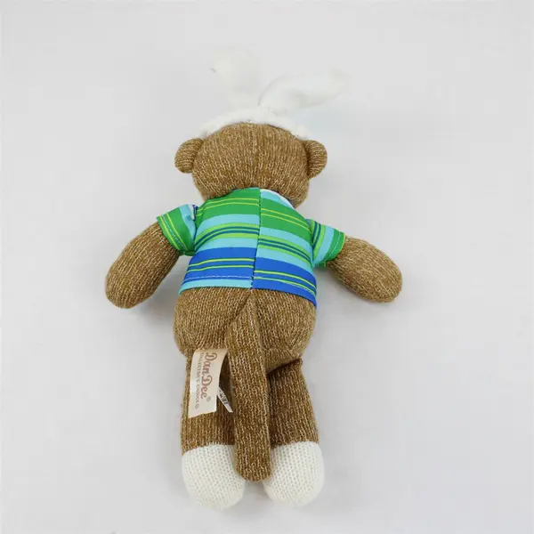 Dan Dee Easter Bunny Sock Monkey Plush Blue Striped Shirt 12" Stuffed Toy
