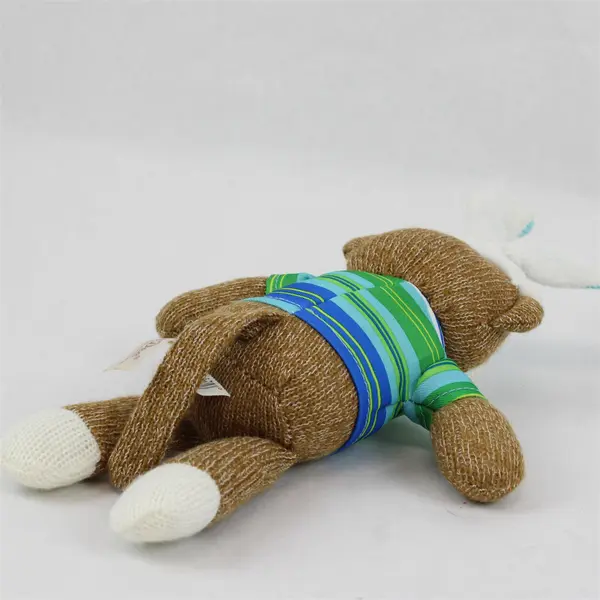 Dan Dee Easter Bunny Sock Monkey Plush Blue Striped Shirt 12" Stuffed Toy