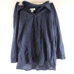 Christopher & Banks Navy White Polka Dot Long Sleeve Blouse Women's Large