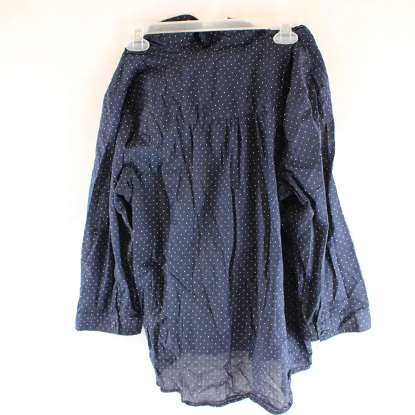 Christopher & Banks Navy White Polka Dot Long Sleeve Blouse Women's Large
