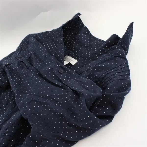 Christopher & Banks Navy White Polka Dot Long Sleeve Blouse Women's Large