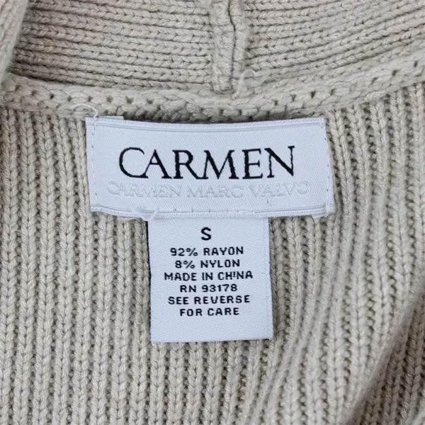 Carmen by Carmen Marc Valvo Beige Open-Front Cardigan Women's Small