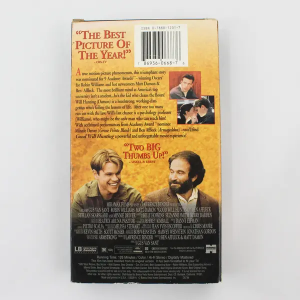 Good Will Hunting VHS Movie 1997, #13559 Robin Williams, Matt Damon, Ben Affleck