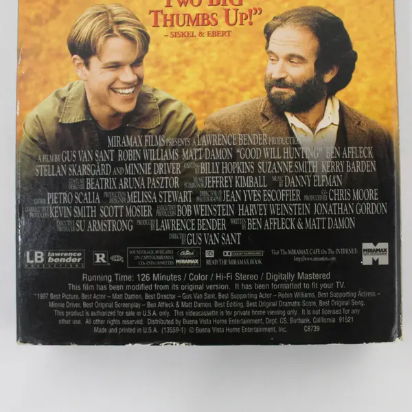 Good Will Hunting VHS Movie 1997, #13559 Robin Williams, Matt Damon, Ben Affleck