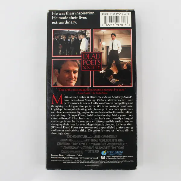 Dead Poets Society VHS , 1995, #947 Robin Williams 