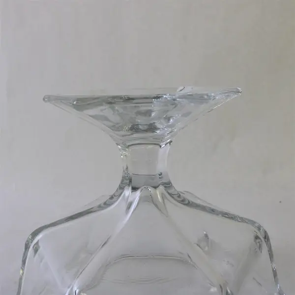 Vintage MCM Clear Glass Pedestal Bowl Geometric Hexagonal Base