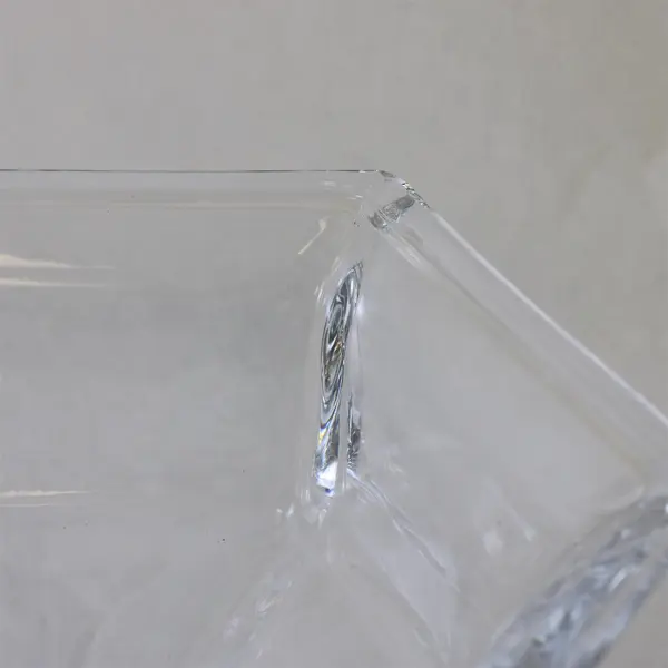 Vintage MCM Clear Glass Pedestal Bowl Geometric Hexagonal Base