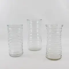 Lot of 3 Vintage Hoosier Ribbed Glass Vases 10in Decorative Collectible