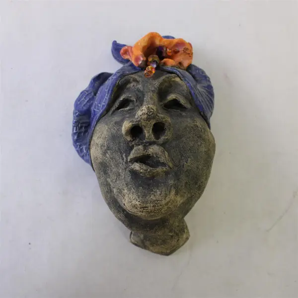 Ceramic Wall Hanging Mask Sculpture Expressive Face Decorative Art