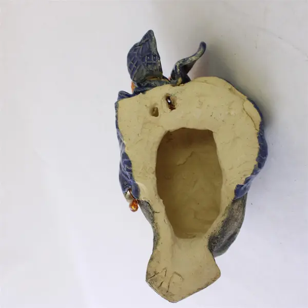Ceramic Wall Hanging Mask Sculpture Expressive Face Decorative Art