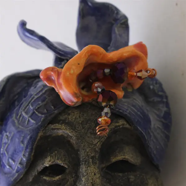 Ceramic Wall Hanging Mask Sculpture Expressive Face Decorative Art