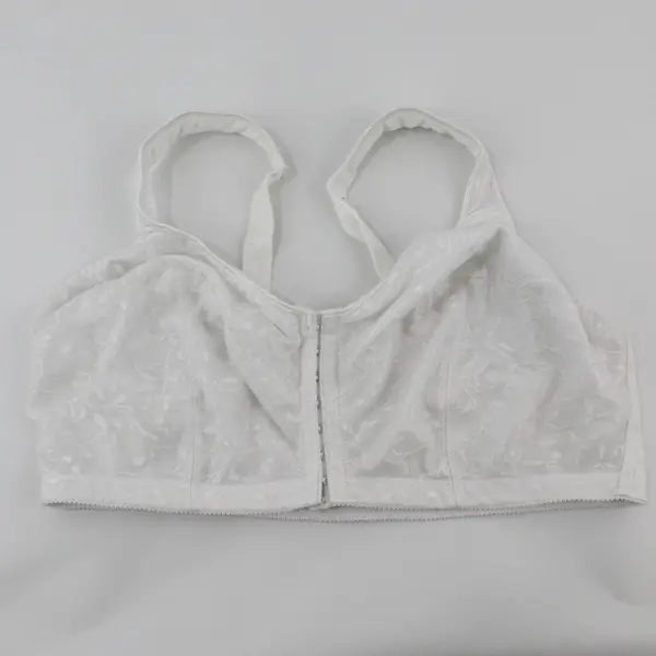 Just My Size White 42DD Unlined Wireless Bra Scroll Leaf Design