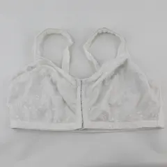 Just My Size White 42DD Unlined Wireless Bra Scroll Leaf Design