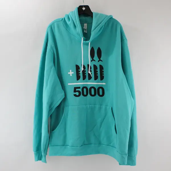Bella + Canvas Poly Cotton Teal Graphic Fleece Hoodie Sweatshirt Adult 3XL