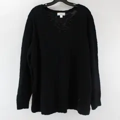 Belle Kim Gravel Top Women's Size 2X Long Sleeve Black Pullover Sweater