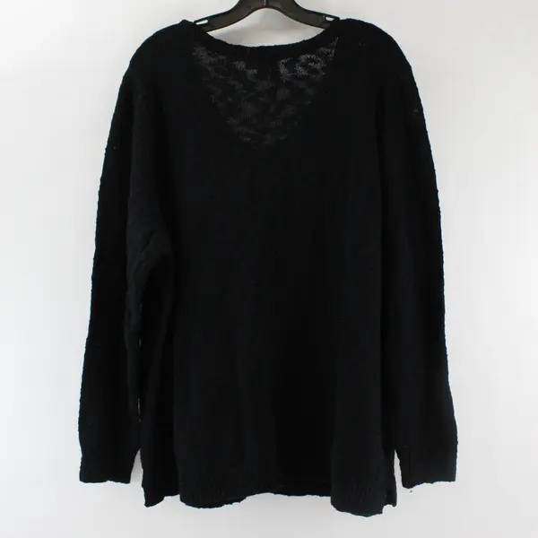 Belle Kim Gravel Top Women's Size 2X Long Sleeve Black Pullover Sweater