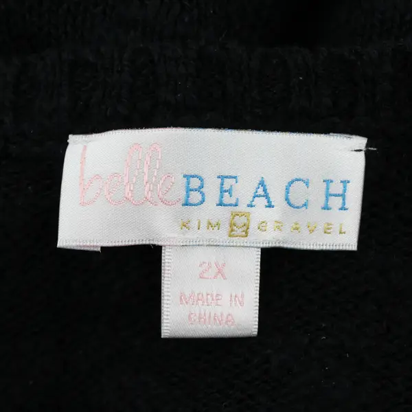 Belle Kim Gravel Top Women's Size 2X Long Sleeve Black Pullover Sweater
