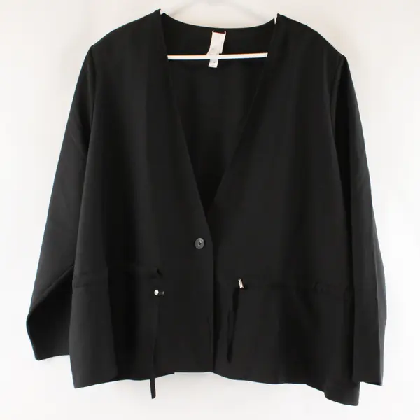 Wynne Layers Black Button Wrap Blouse Women's Plus Size 3X