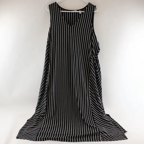 AnyBody Women's Plus Size 2X Black and White Striped Maxi Dress Sleeveless