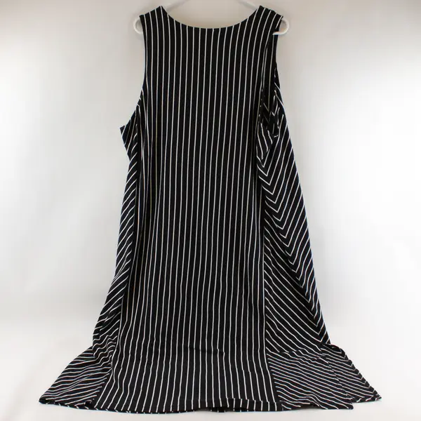 AnyBody Women's Plus Size 2X Black and White Striped Maxi Dress Sleeveless