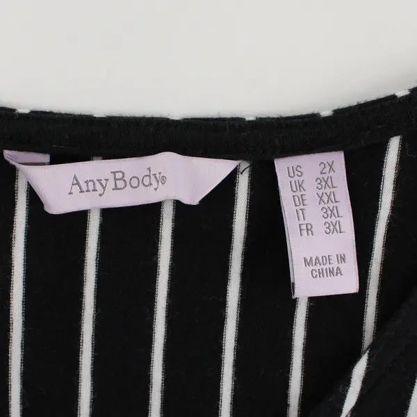 AnyBody Women's Plus Size 2X Black and White Striped Maxi Dress Sleeveless