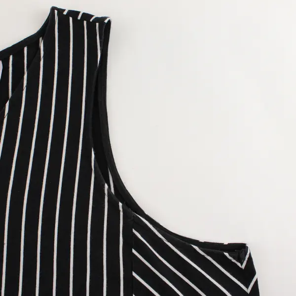 AnyBody Women's Plus Size 2X Black and White Striped Maxi Dress Sleeveless
