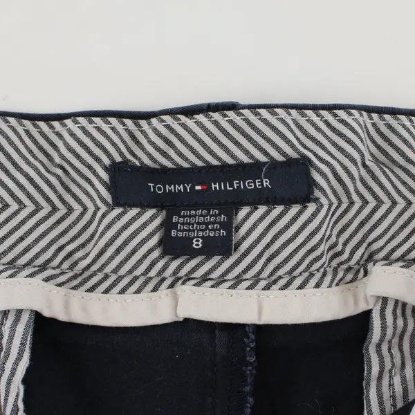 Tommy Hilfiger Womens Navy Chino Shorts Size 8 Classic Casual Cotton Blend